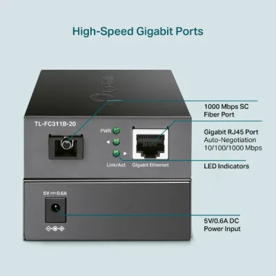 TP-Link - TL-FC311B-20 - Gigabit WDM Media Converter