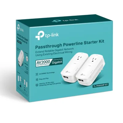 TP-Link - TL-PA9020P KIT - AV2000 2-Port Gigabit Passthrough Powerline Starter Kit