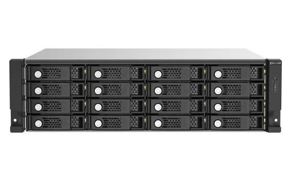 QNAP - TL-R1620Sep-RP-US - 16-bay 3U rackmount SAS 12Gbps JBOD expansion enclosure with SAS expander, 2.5"/3.5" SAS 12Gbps & SAS/SATA 6Gbps drives, 4 x SFF-8644 Mini-SAS HD ports, redundant PSU, without rail kit.