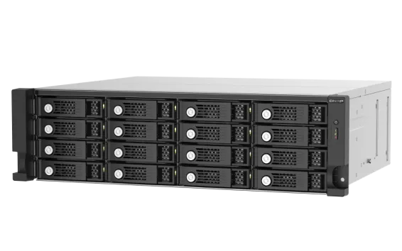 QNAP - TL-R1620Sep-RP-US - 16-bay 3U rackmount SAS 12Gbps JBOD expansion enclosure with SAS expander, 2.5"/3.5" SAS 12Gbps & SAS/SATA 6Gbps drives, 4 x SFF-8644 Mini-SAS HD ports, redundant PSU, without rail kit.