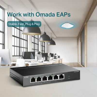 TP-Link - TL-SF1006P - 6-Port 10/100Mbps Desktop Switch with 4-Port PoE+