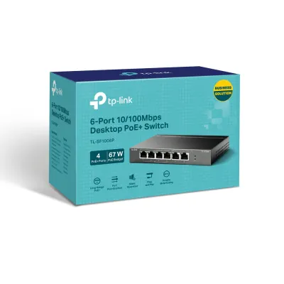 TP-Link - TL-SF1006P - 6-Port 10/100Mbps Desktop Switch with 4-Port PoE+