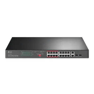 TP-Link - TL-SL1218MP - 16-Port 10/100 Mbps + 2-Port Gigabit Rackmount Switch with 16-Port PoE+