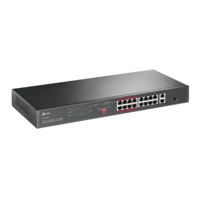 TP-Link - TL-SL1218P - 16-PORT 10/100MBPS + 2-PORT GBTPERP RACKMOUNT SWITCH WITH 16-PORT POE+