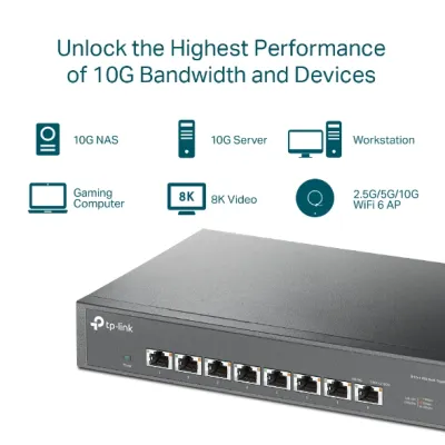 TP-Link - TL-SX1008 - 8PORT 10/100MBPS+ 3PORT GIGABITADAP DESKTOP SWITCH WITH 8-PORT POE+