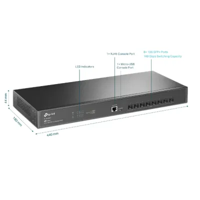 TP-Link - TL-SX3008F - JETSTREAM 8-PORT 10GE SFP+ PERP L2+ MANAGED SWITCH