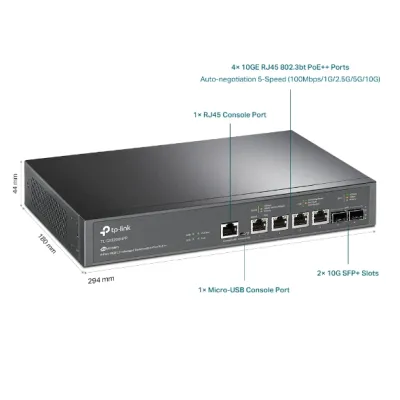 TP-Link - TL-SX3206HPP - JETSTREAM 4-PORT 10GBASE-T & PERP 2PORT 10GE SFP+ L2+ MNGD SWITCH