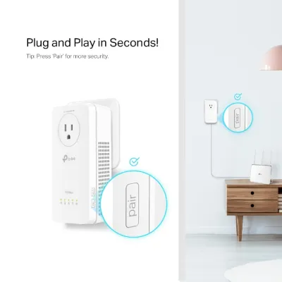 TP-Link - TL-WPA8631P KIT - AV1300 GIGABIT PASS-THROUGH WRLS POWERLINE AC WI-FI KIT