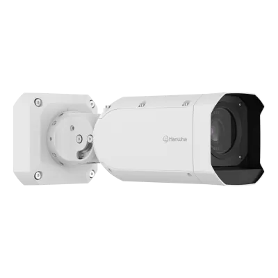 Hanwha - TNO-A26081 - 26MP Network AI Bullet Camera, 28.3mm APS CMOS image sensor, Max. 30fps@26MP, 0.2lux@F4.0 (Color), 55~250mm (4.54x) manual varifocal lens, H.265, H.264, MJPEG codec, WiseStreamⅡ, WiseStreamⅢ (Using AI engine), Installed Video An