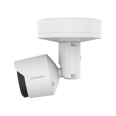 Hanwha - TNO-C3050T - Wisenet T network thermal compact bullet camera, 384 x 288 (uncooled); ＜20mK (NETD), Max 768 x 576 @ 30fps resolution support, 19mm fixed focal lens (HFoV: 19.3o), Triple codec H.265/H.264/MJPEG with WiseStream III (based on AI 
