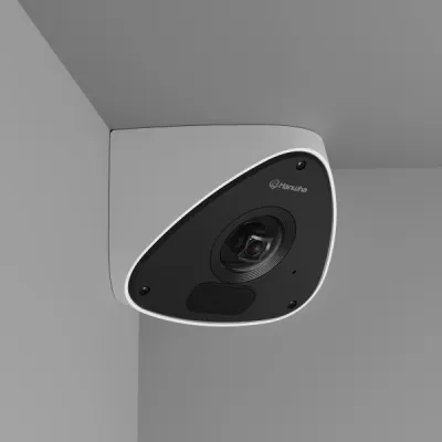 Hanwha - TNV-C7013RC - Wisenet T network outdoor AI, IR corner mount camera, 3MP @ 30fps, fixed lens 2.39mm (H:128°, V:100°), 940nm Wise IR 15m(49.21ft), built-in mic, triple codec H.265/H.264/MJPEG with, extreamWDR 120dB, Improve image quality based