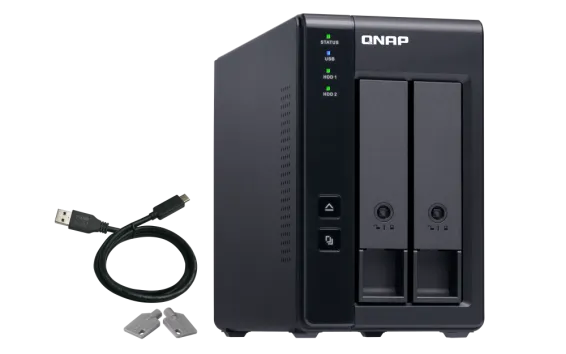 QNAP - TR-002-US - 2-bay 3.5" SATA HDD USB 3.1 Gen2 10Gbps type-C hardware RAID external enclosure. USB-C to USB-A cable included. Expansion unit for QNAP NAS, Windows, Mac, Linux computers