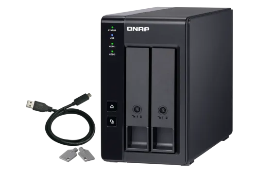 QNAP - TR-002-US - 2-bay 3.5" SATA HDD USB 3.1 Gen2 10Gbps type-C hardware RAID external enclosure. USB-C to USB-A cable included. Expansion unit for QNAP NAS, Windows, Mac, Linux computers