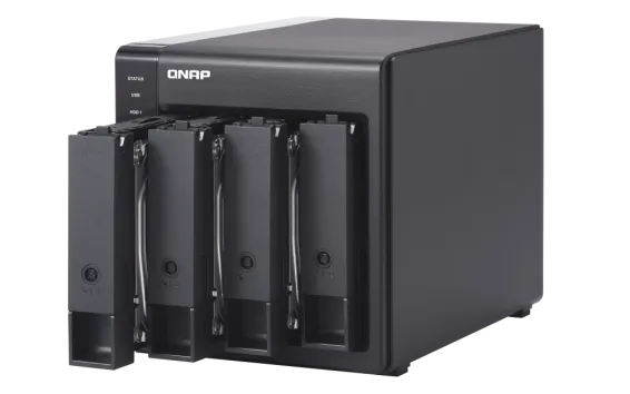 QNAP - TR-004-US - QNAP TR-004 4-bay USB 3.0 type-C (5Gbps) hardware RAID enclosure/ DAS, supports 3.5" SATA HDD and 2.5" SATA SSD