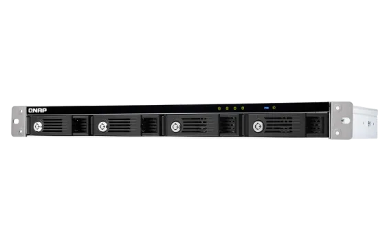 QNAP - TR-004U-US - QNAP 4-bay 1U 12" short-depth rackmount 3.5" SATA HDD USB 3.0 type-C hardware RAID external enclosure