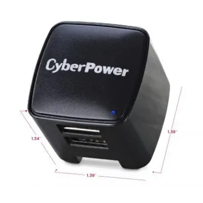 Cyber Power - TR12U3A - USB Wall Charger, 2 USB, 3.1A, Folding AC plug, LED Power Indicator, 1 Year Warranty