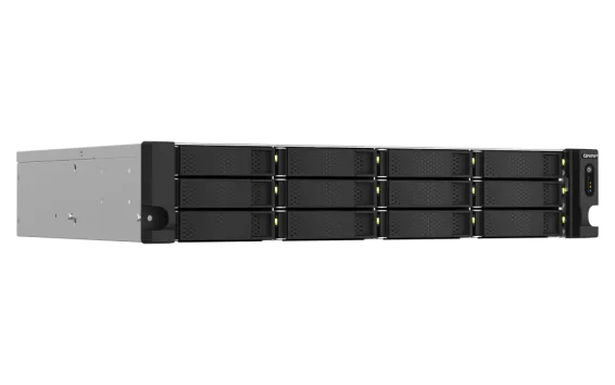 QNAP - TS-1264U-RP-4G-US - QNAP 2U 12-bay NAS/iSCSI IP-SAN, Intel Celeron 4C/4T (up to 2.7GHz), 4GB RAM, 2.5GbE LAN, 4K HDMI v1.4b, PCIe Expansion Slot, Redundant PSU