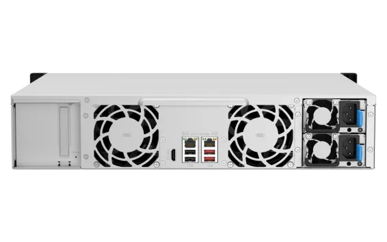QNAP - TS-1264U-RP-4G-US - QNAP 2U 12-bay NAS/iSCSI IP-SAN, Intel Celeron 4C/4T (up to 2.7GHz), 4GB RAM, 2.5GbE LAN, 4K HDMI v1.4b, PCIe Expansion Slot, Redundant PSU