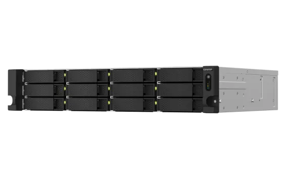 QNAP - TS-1264U-RP-8G-US - QNAP 2U 12-bay NAS/iSCSI IP-SAN, Intel Celeron 4C/4T (up to 2.7GHz), 8GB RAM On-Board, 2.5GbE LAN, 4K HDMI v1.4b, PCIe Expansion Slot, Redundant PSU