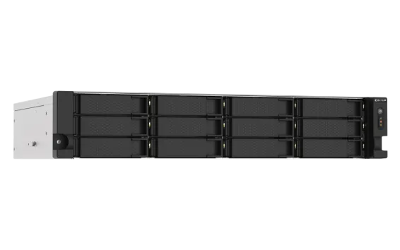 QNAP - TS-1273AU-RP-8G-US - QNAP 2U 12-Bay NAS/iSCSI IP-SAN. AMD Ryzen V1500B Quad-core 2.2GHz, 8GB RAM, 2x2.5GbE LAN, Redundant PSU, Optional 10GbE & M.2 NVMe via PCIe expansion