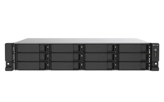 QNAP - TS-1273AU-RP-8G-US - QNAP 2U 12-Bay NAS/iSCSI IP-SAN. AMD Ryzen V1500B Quad-core 2.2GHz, 8GB RAM, 2x2.5GbE LAN, Redundant PSU, Optional 10GbE & M.2 NVMe via PCIe expansion