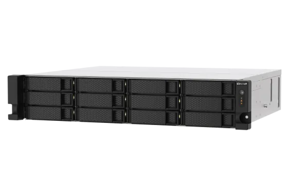 QNAP - TS-1273AU-RP-8G-US - QNAP 2U 12-Bay NAS/iSCSI IP-SAN. AMD Ryzen V1500B Quad-core 2.2GHz, 8GB RAM, 2x2.5GbE LAN, Redundant PSU, Optional 10GbE & M.2 NVMe via PCIe expansion