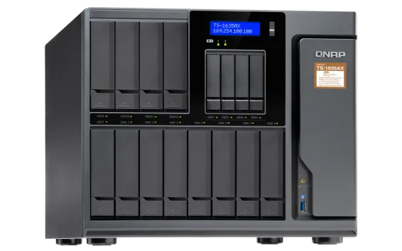 QNAP - TS-1635AX-8G-US - QNAP TS-1635AX (8GB RAM version) 12+4 bay high-capacity 10G NAS with auto data tiering. Marvell ARMADA 8040 quad-core 1.6GHz, 8GB DDR4 RAM (max 16GB)