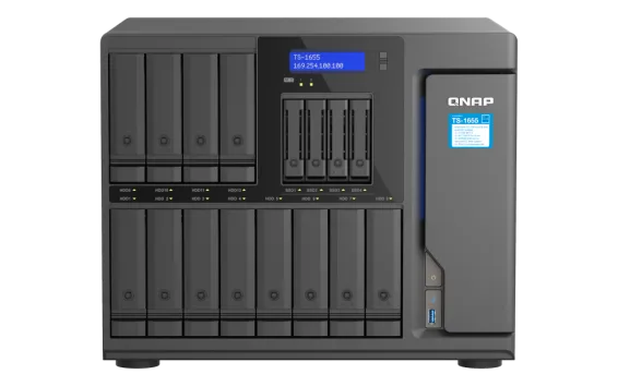 QNAP - TS-1655-8G-US - QNAP TS-1655 16-Bay High-Performance Desktop NAS, Intel Atom C5125 8C/8T 2.8GHz processor, 8 GB UDIMM DDR4 non-ECC RAM