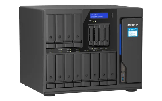 QNAP - TS-1655-8G-US - QNAP TS-1655 16-Bay High-Performance Desktop NAS, Intel Atom C5125 8C/8T 2.8GHz processor, 8 GB UDIMM DDR4 non-ECC RAM