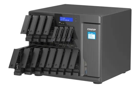 QNAP - TS-1655-8G-US - QNAP TS-1655 16-Bay High-Performance Desktop NAS, Intel Atom C5125 8C/8T 2.8GHz processor, 8 GB UDIMM DDR4 non-ECC RAM