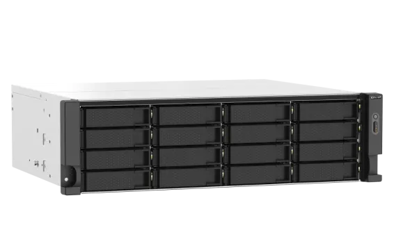 QNAP - TS-1673AU-RP-16G-US - QNAP 3U 16-Bay NAS/iSCSI IP-SAN. AMD Ryzen V1500B Quad-core 2.2GHz, 16GB RAM, 2x2.5GbE LAN, Redundant PSU, Optional 10GbE & M.2 NVMe via PCIe expansion