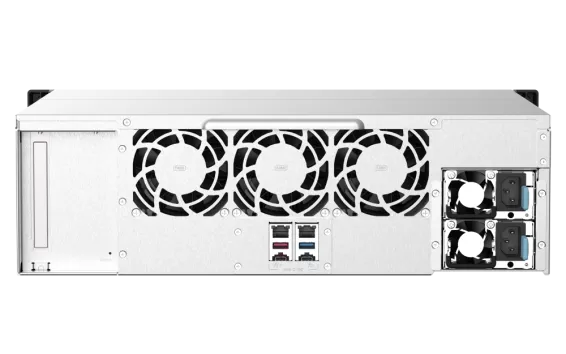 QNAP - TS-1673AU-RP-16G-US - QNAP 3U 16-Bay NAS/iSCSI IP-SAN. AMD Ryzen V1500B Quad-core 2.2GHz, 16GB RAM, 2x2.5GbE LAN, Redundant PSU, Optional 10GbE & M.2 NVMe via PCIe expansion