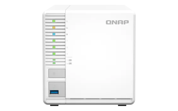 QNAP - TS-364-8G-US - QNAP 3-Bay High-Performance desktop NAS with Intel Celeron 4-Core N5105/N5095, 8GB DDR4 RAM (On-Board, Non Expandable), 1 x 2.5GbE, 1 x HDMI 1.4b, 2 x M.2 PCIe Gen 3 Slots
