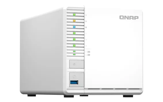 QNAP - TS-364-8G-US - QNAP 3-Bay High-Performance desktop NAS with Intel Celeron 4-Core N5105/N5095, 8GB DDR4 RAM (On-Board, Non Expandable), 1 x 2.5GbE, 1 x HDMI 1.4b, 2 x M.2 PCIe Gen 3 Slots