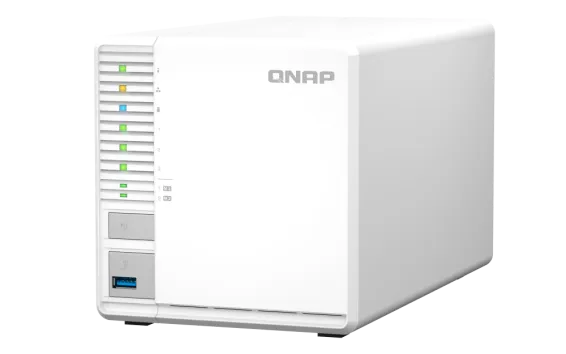 QNAP - TS-364-8G-US - QNAP 3-Bay High-Performance desktop NAS with Intel Celeron 4-Core N5105/N5095, 8GB DDR4 RAM (On-Board, Non Expandable), 1 x 2.5GbE, 1 x HDMI 1.4b, 2 x M.2 PCIe Gen 3 Slots