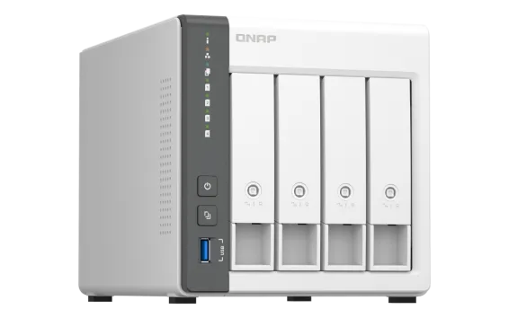 QNAP - TS-433-4G-US - QNAP TS-433 4-Bay Personal Cloud NAS for Backup and Data Sharing. ARM 4-core Cortex-A55 2.0GHz, 4GB on-board RAM