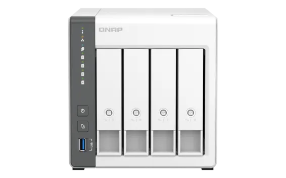 QNAP - TS-433-4G-US - QNAP TS-433 4-Bay Personal Cloud NAS for Backup and Data Sharing. ARM 4-core Cortex-A55 2.0GHz, 4GB on-board RAM