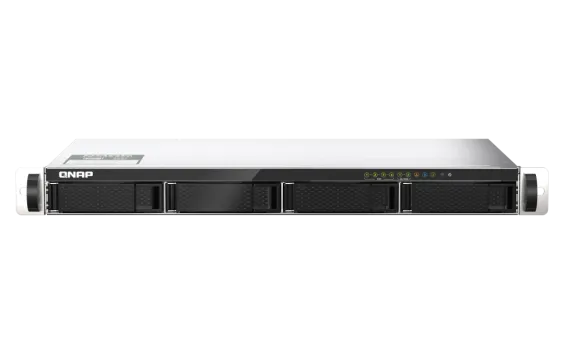QNAP - TS-435XeU-4G-US - QNAP 4-Bay TS-435XeU short-depth 12" ARM-based NAS, 4C 2.2GHz, 4GB DDR4 RAM, 2 x 10GbE SFP+, 2 x 2.5GbE, 2 x M.2 2280 NVMe PCIe Gen3 x1 SSD slots