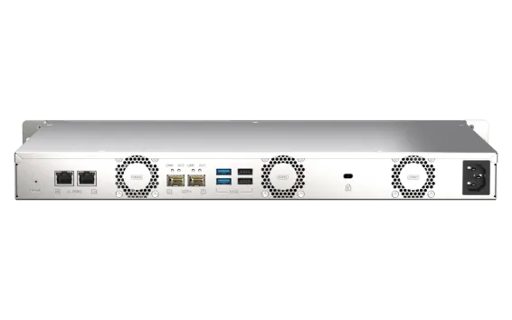 QNAP - TS-435XeU-4G-US - QNAP 4-Bay TS-435XeU short-depth 12" ARM-based NAS, 4C 2.2GHz, 4GB DDR4 RAM, 2 x 10GbE SFP+, 2 x 2.5GbE, 2 x M.2 2280 NVMe PCIe Gen3 x1 SSD slots