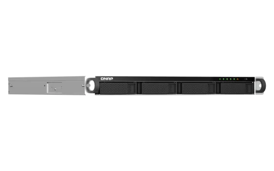QNAP - TS-464U-8G-US - QNAP 1U 4-bay NAS/iSCSI IP-SAN, Intel Celeron N5105/N5095 4C/4T (up to 2.7GHz), 8GB DDR4 RAM (on-board), 2.5GbE LAN, 4K HDMI v1.4b, PCIe Expansion Slot, Single PSU
