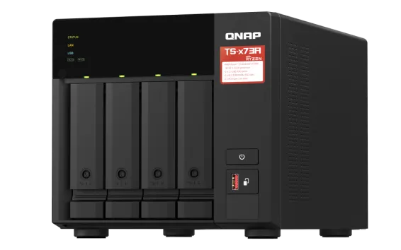 QNAP - TS-473A-8G-US - QNAP Desktop 4-bay NAS/iSCSI IP-SAN, AMD Ryzen V1000 series V1500B 4C/8T 2.2 GHz, 8GB RAM, two 2.5GbE, 10G-ready