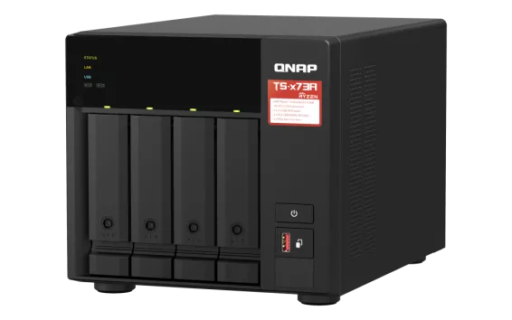 QNAP - TS-473A-8G-US - QNAP Desktop 4-bay NAS/iSCSI IP-SAN, AMD Ryzen V1000 series V1500B 4C/8T 2.2 GHz, 8GB RAM, two 2.5GbE, 10G-ready