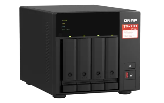 QNAP - TS-473A-8G-US - QNAP Desktop 4-bay NAS/iSCSI IP-SAN, AMD Ryzen V1000 series V1500B 4C/8T 2.2 GHz, 8GB RAM, two 2.5GbE, 10G-ready