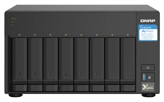 QNAP - TS-832PX-4G-US - QNAP 8-Bay desktop NAS, AL324 64-bit quad-core 1.7GHz, 4GB DDR4 SODIMM RAM (1 x 4GB, max 16GB)