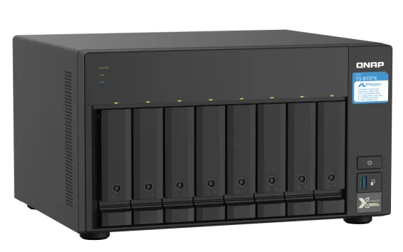 QNAP - TS-832PX-4G-US - QNAP 8-Bay desktop NAS, AL324 64-bit quad-core 1.7GHz, 4GB DDR4 SODIMM RAM (1 x 4GB, max 16GB)