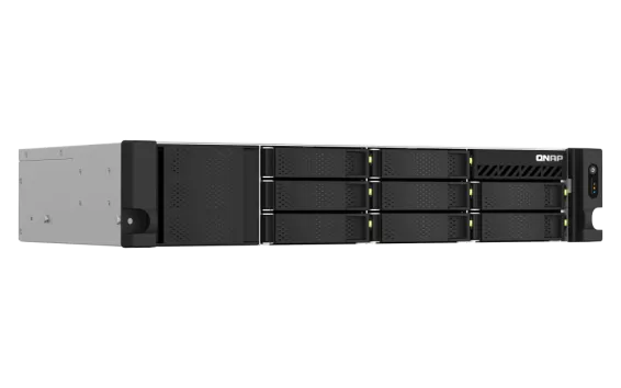 QNAP - TS-864eU-4G-US - QNAP 2U 8-bay short depth 12" rackmount NAS, Intel Celeron N5105/N5095 4C/4T, burst up to 2.9 GHz, 4GB RAM (2 x SODIMM slots, max 16GB total)
