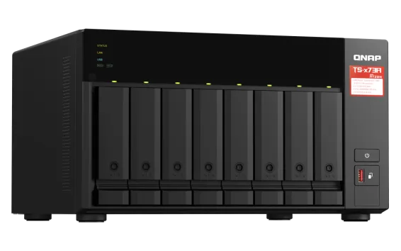 QNAP - TS-873A-8G-US - QNAP Desktop 8-bay NAS/iSCSI IP-SAN, AMD Ryzen V1000 series V1500B 4C/8T 2.2 GHz, 8GB RAM, two 2.5GbE, 10G-ready