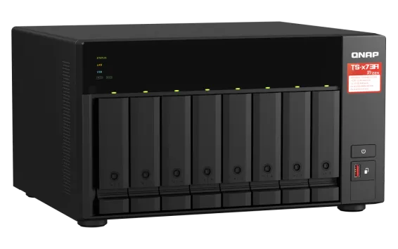 QNAP - TS-873A-8G-US - QNAP Desktop 8-bay NAS/iSCSI IP-SAN, AMD Ryzen V1000 series V1500B 4C/8T 2.2 GHz, 8GB RAM, two 2.5GbE, 10G-ready