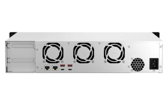 QNAP - TS-873AeU-4G-US - QNAP 2U 8-Bay short-depth rackmount NAS/iSCSI IP-SAN. AMD Ryzen V1500B 4C/8T 2.2GHz, 4GB RAM, 2x2.5GbE LAN, M.2 2280 NVMe/SATA SSD( PCIe Gen3x1), Optional 10GbE PCIe expansion, Single PSU