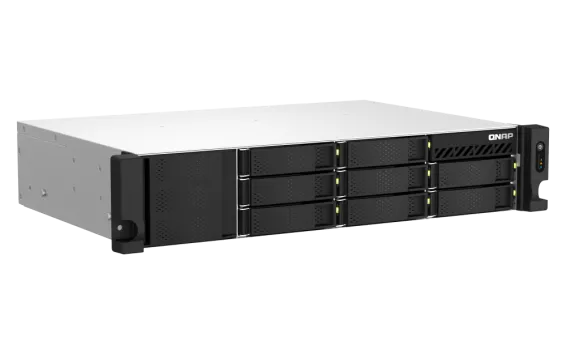 QNAP - TS-873AeU-RP-4G-US - QNAP 2U 8-Bay short-depth rackmount NAS/iSCSI IP-SAN. AMD Ryzen V1500B 4C/8T 2.2GHz, 4GB RAM, 2x2.5GbE LAN, M.2 2280 NVMe/SATA SSD( PCIe Gen3x1), Optional 10GbE PCIe expansion, Redundant PSU